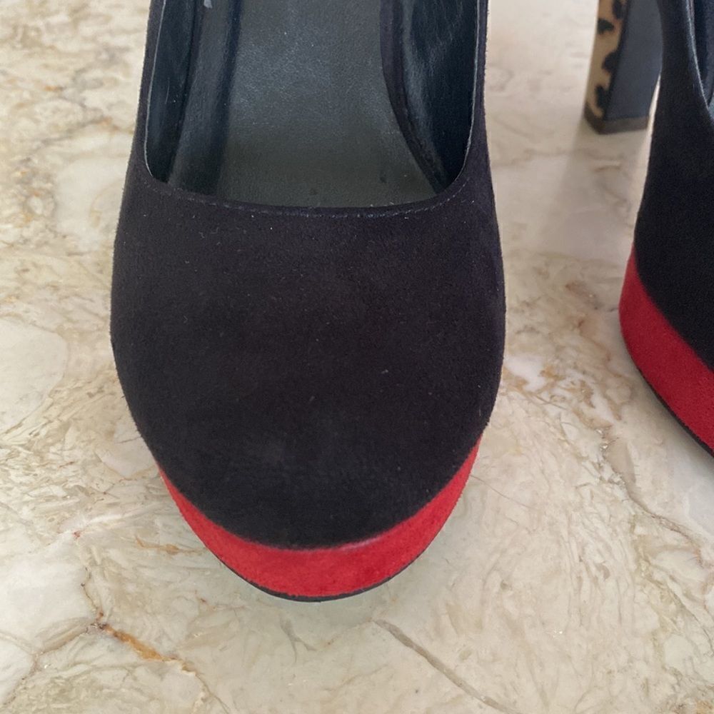 Call It Spring Platform Heels Red Black & Leopard Print - Picture 6 of 15
